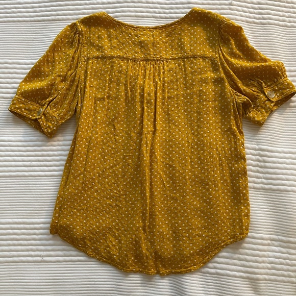 Anthropologie Maeve Yellow Polka Dot Blouse - size 4 - Picture 7 of 7